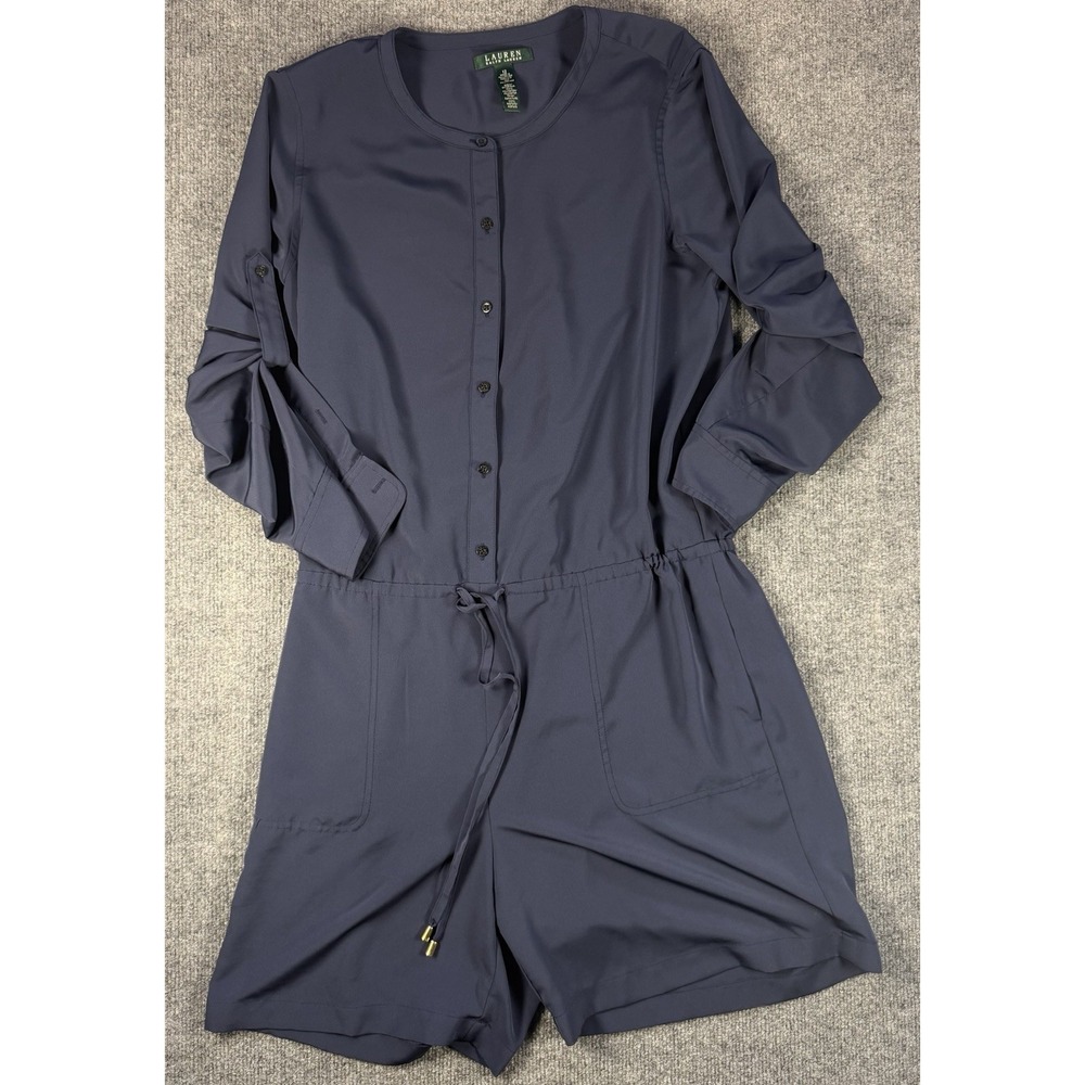 Lauren Ralph Lauren Romper Womens 12 Navy Utility Safari Button Front Shorts